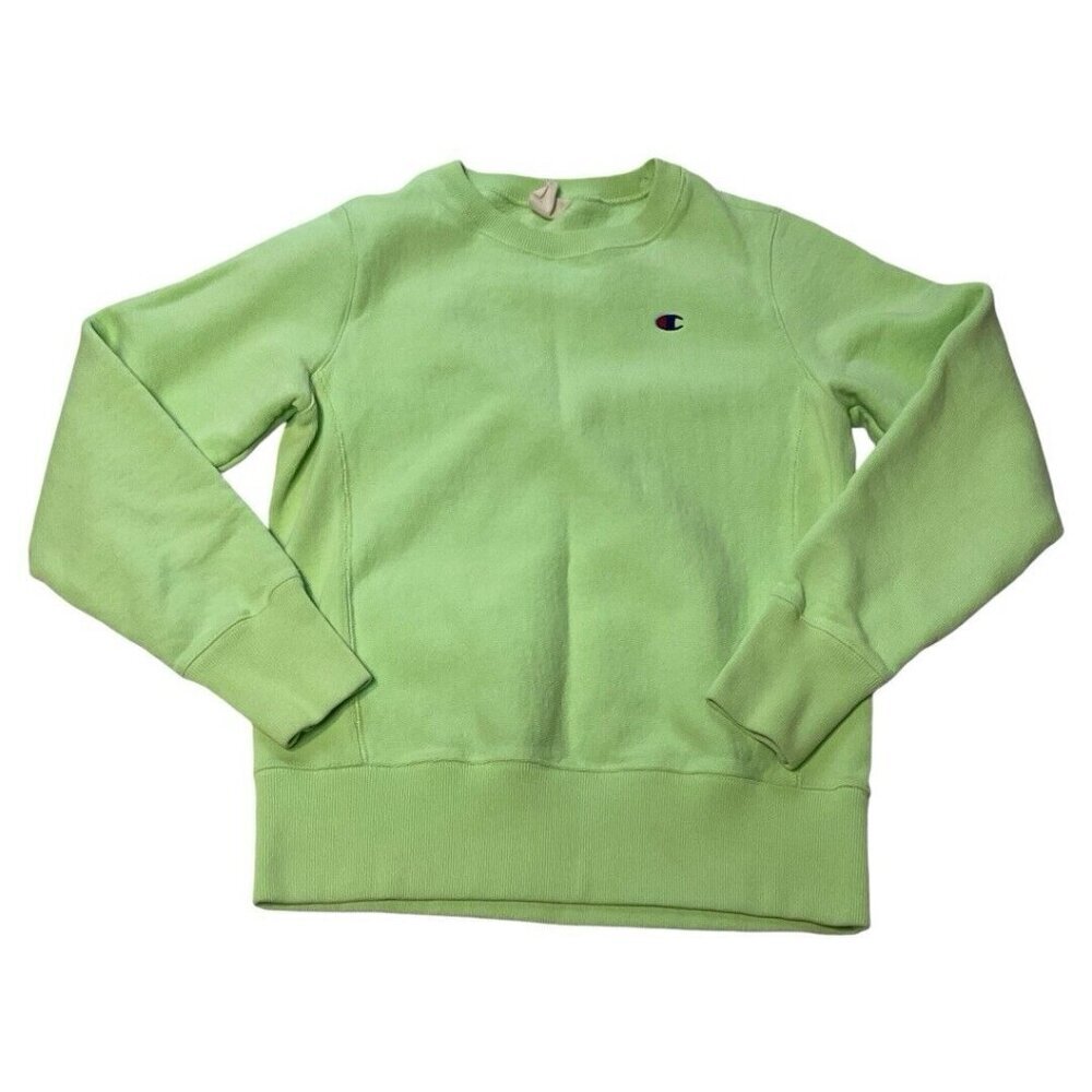 Champion Reverse Weave Sweatshirt Sweater‎ Vintage XS 70s Lime Green Logo soft